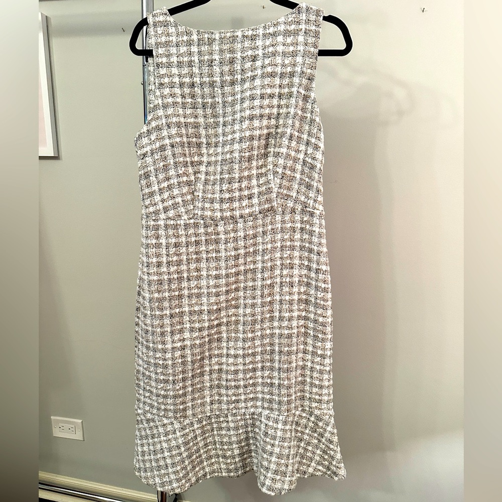 Tweed cream and brown tulip sleeveless dress